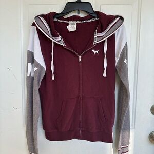 PINK Zip Up Hoodie Color Block Top size XS